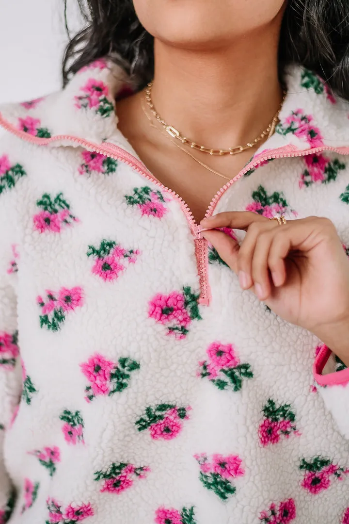 Garden Tea Floral Fleece Pullover