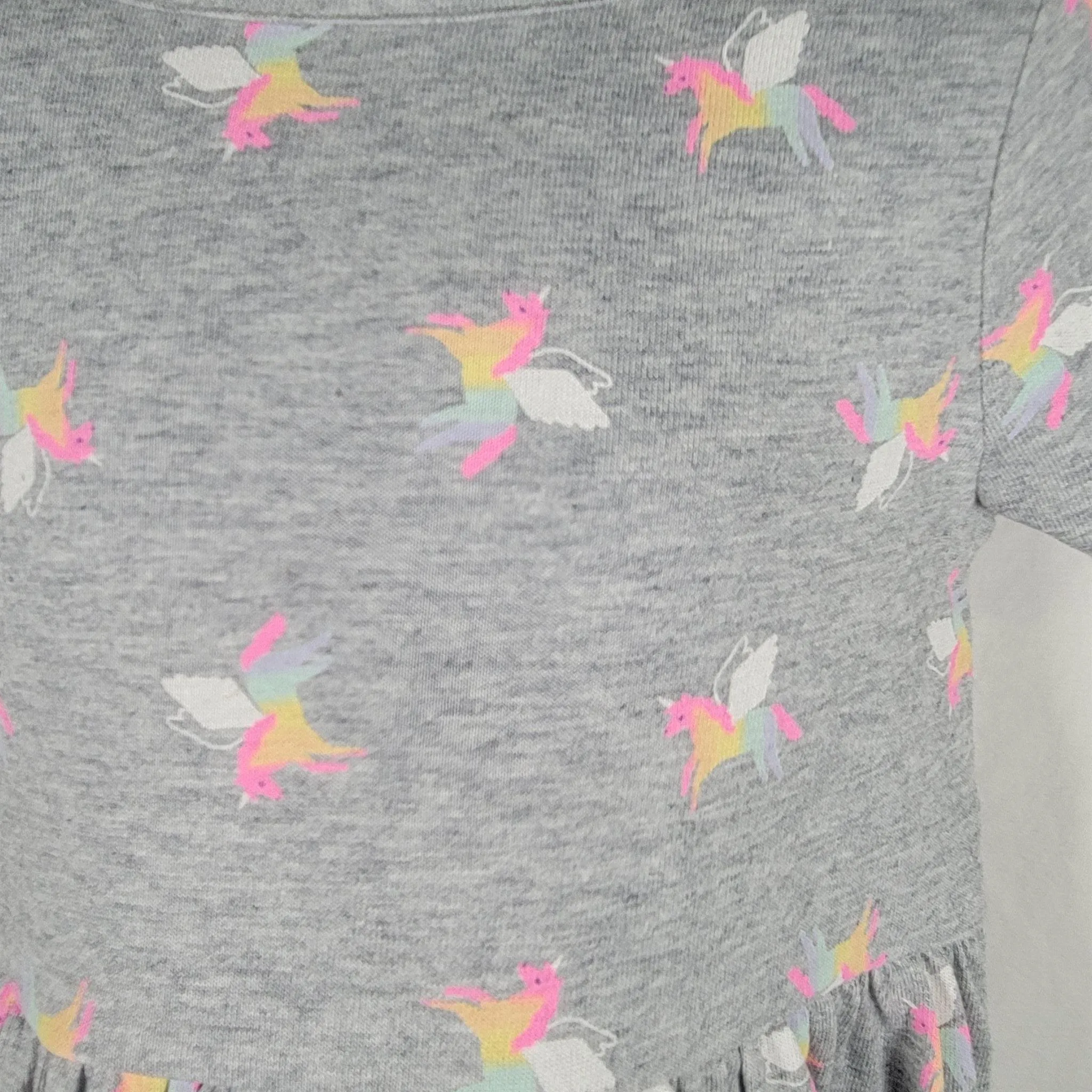 Girls' 3T Grayson Mini Gray Short Sleeve Dress with Unicorns