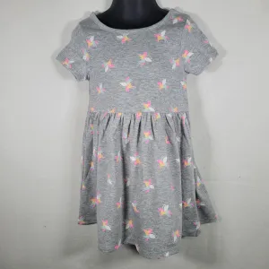 Girls' 3T Grayson Mini Gray Short Sleeve Dress with Unicorns