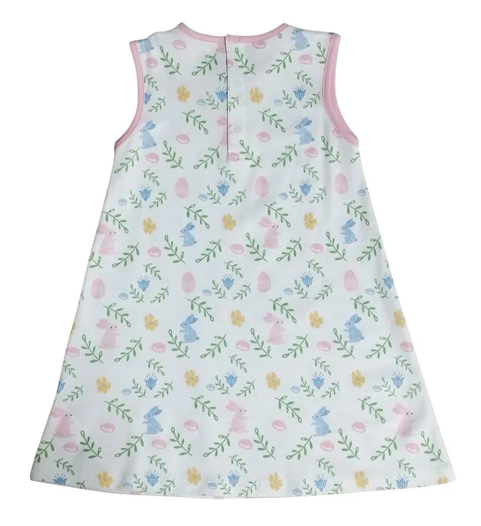 Girl's A line Dress Easter Floral With Bunnies