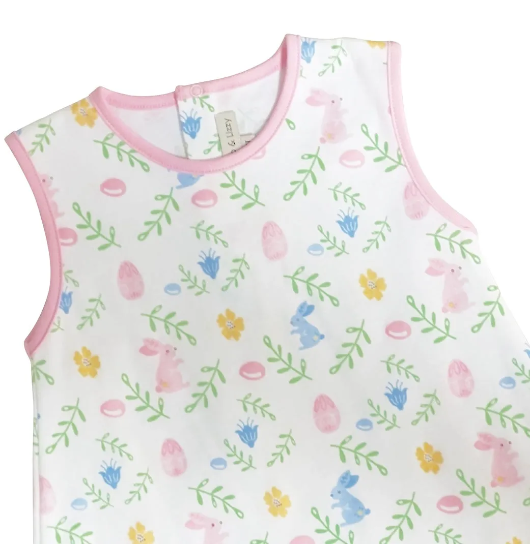 Girl's A line Dress Easter Floral With Bunnies
