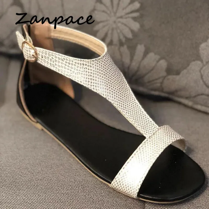 Gladiator Women Sandals Gold Roman Flat Women Shoes