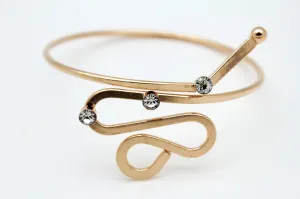 Gold Metal Cuff High Arm Bracelet Wrap Around Retro Silver Rhinestones