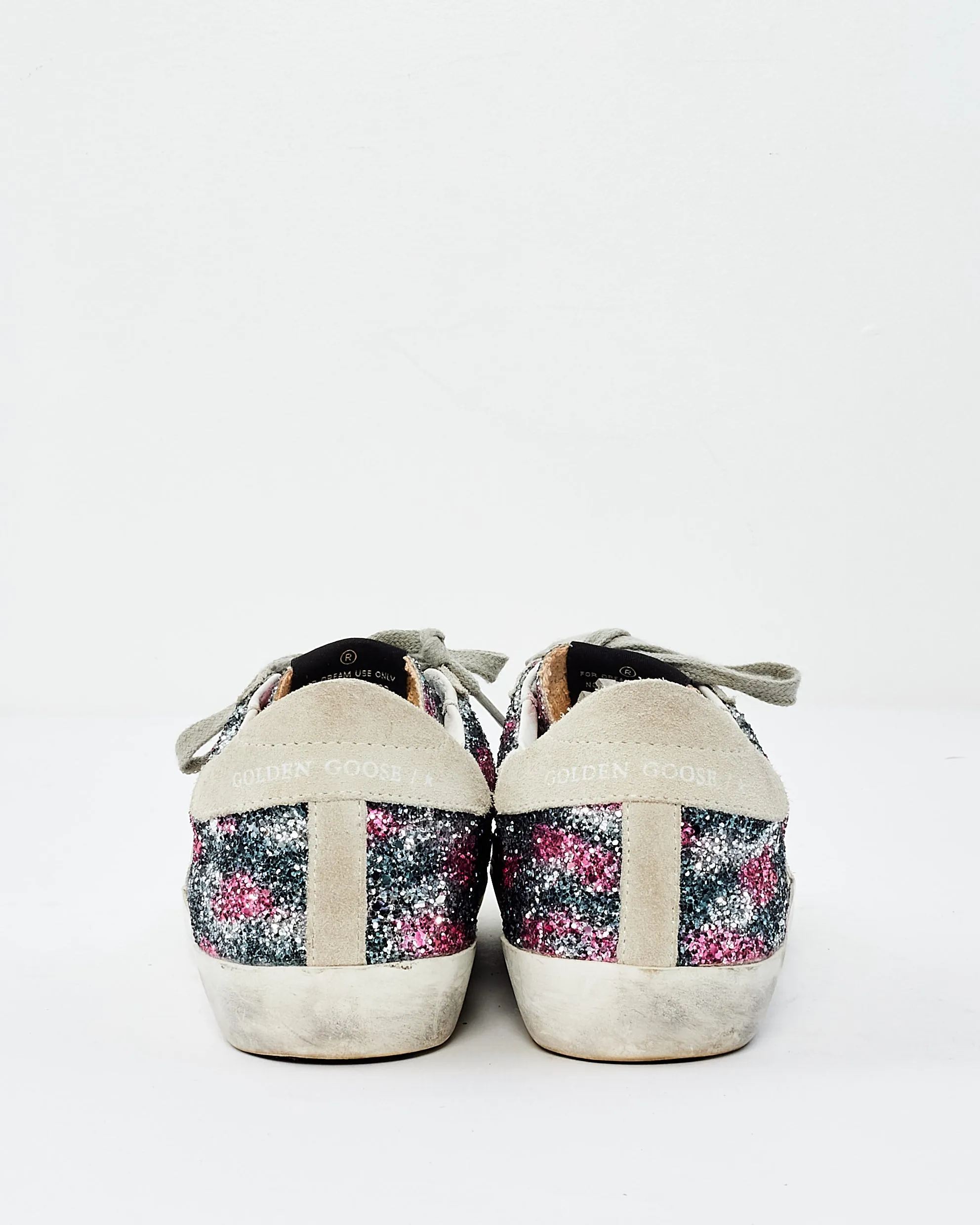Golden Goose Silver & Pink Sparkle Low Top Sneakers - 37