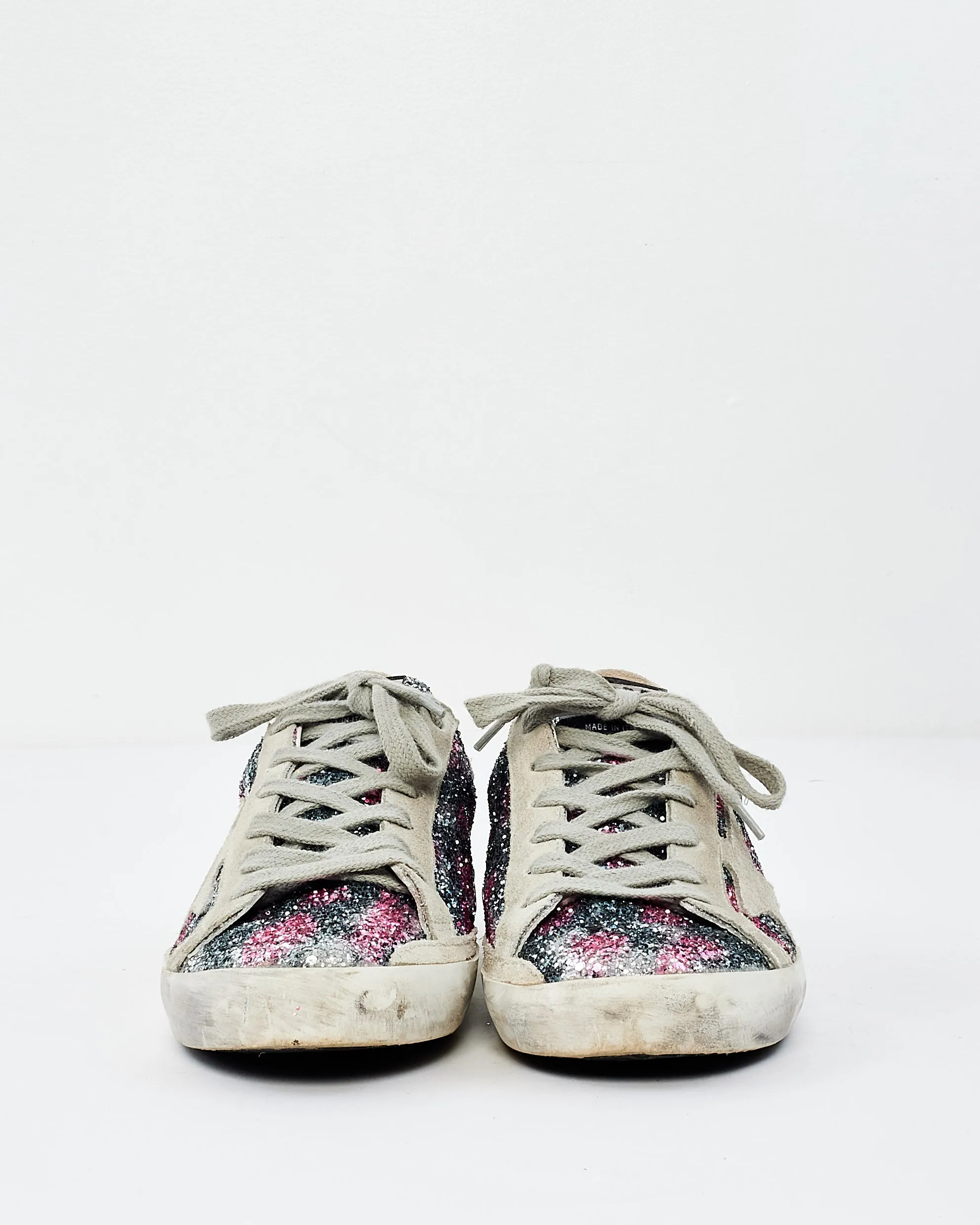 Golden Goose Silver & Pink Sparkle Low Top Sneakers - 37