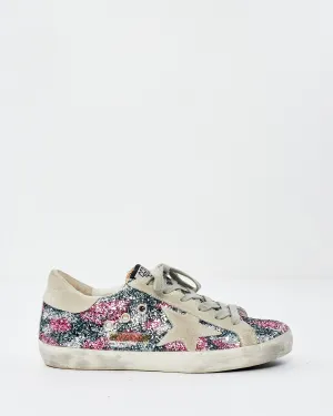 Golden Goose Silver & Pink Sparkle Low Top Sneakers - 37