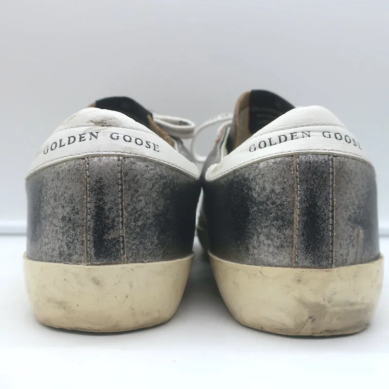 Golden Goose Superstar Low Top Sneakers Gray & Blue Distressed Leather Size 39