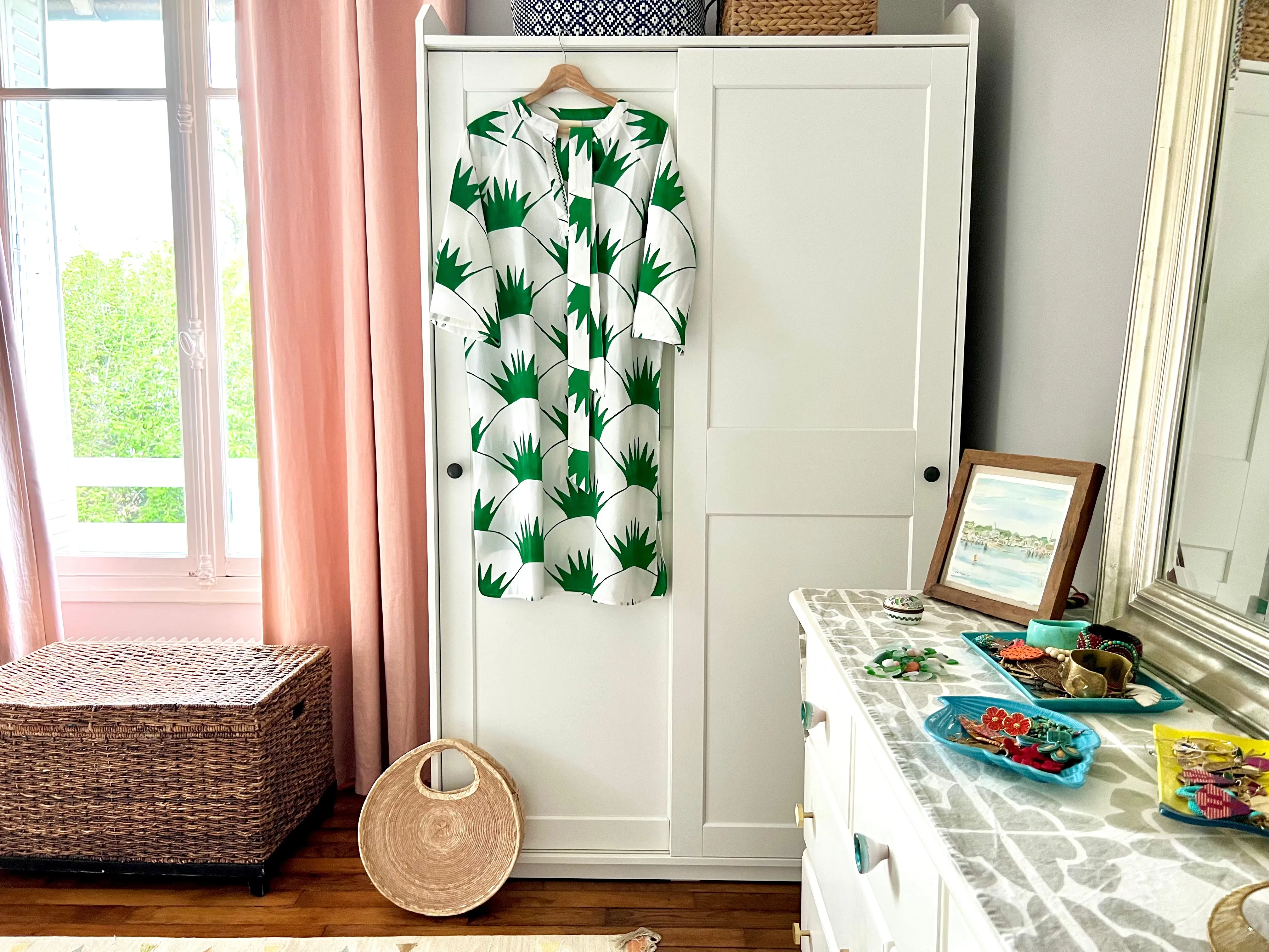 Green and White Sea Turtle Midi Dress