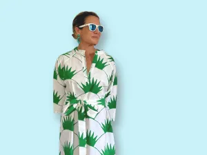 Green and White Sea Turtle Midi Dress