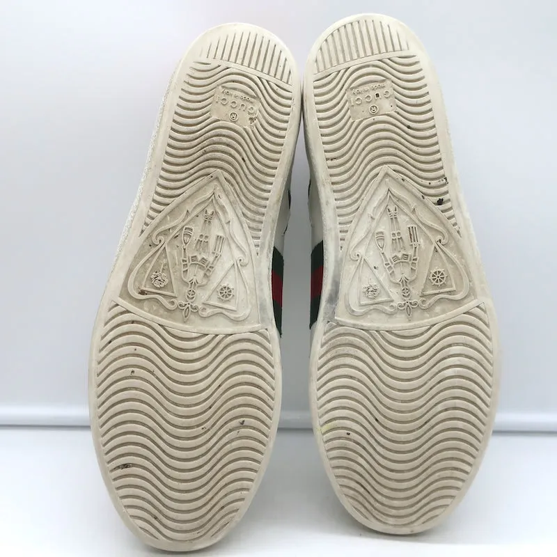 Gucci Ace Star Low Top Sneakers White & Multicolor Metallic Leather Size 39