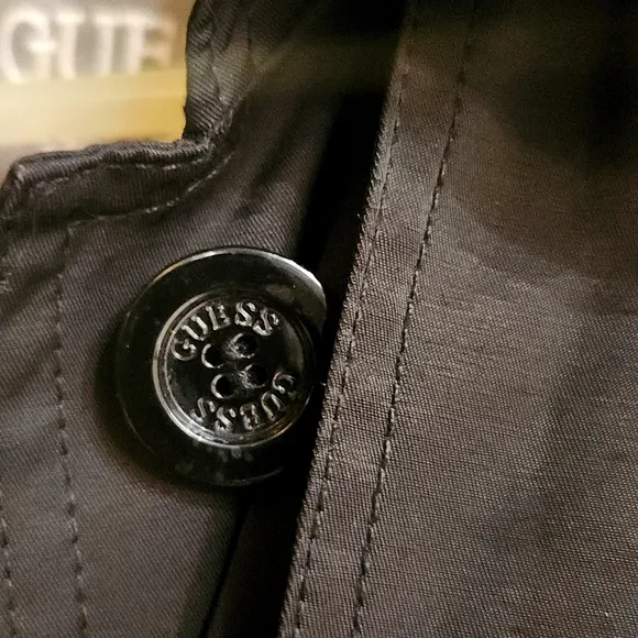 Guess Los Angeles Lightweight Black Trench Coat Size Medium