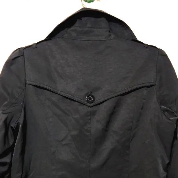 Guess Los Angeles Lightweight Black Trench Coat Size Medium
