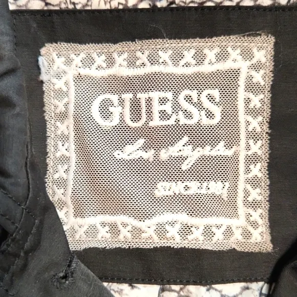Guess Los Angeles Lightweight Black Trench Coat Size Medium