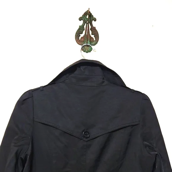 Guess Los Angeles Lightweight Black Trench Coat Size Medium