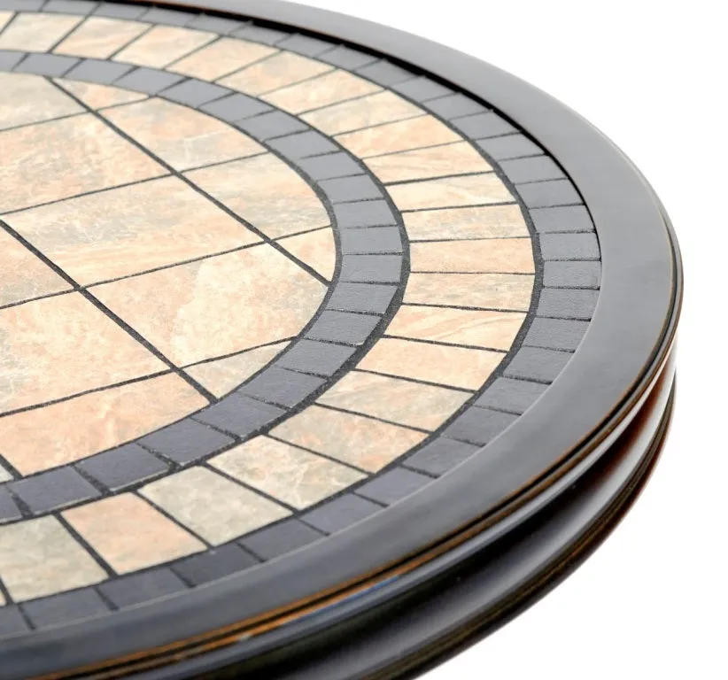 Handmade Dining Table Contemporary Round a Tile-Top Design with Heavy-Duty Aluminum Frame 28" Dia x 28.6" Height