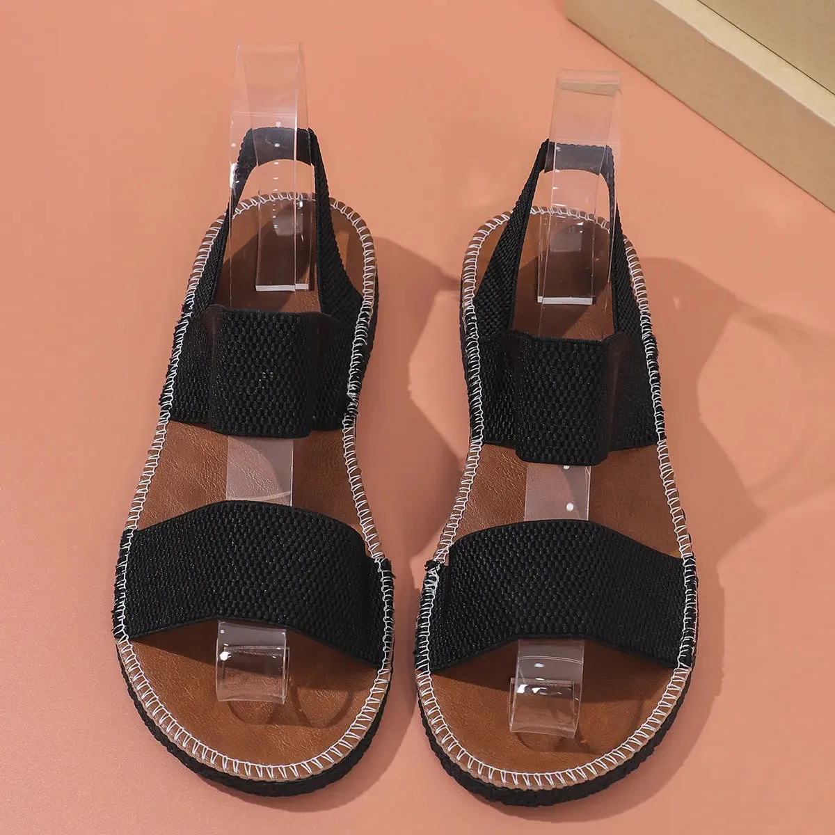 'Harriet' Open Toe Wide Strap Flat Sandals