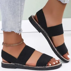 'Harriet' Open Toe Wide Strap Flat Sandals
