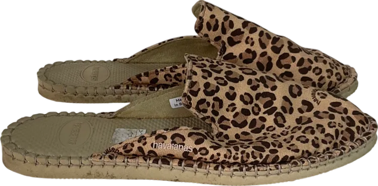 Havaianas Brown Mule Loafer Leopard Print UK 5 EU 38 👠