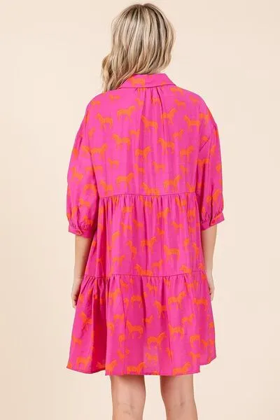 Hazel Blues® |  Mittoshop Zebra Print Button Down Shirt Mini Dress