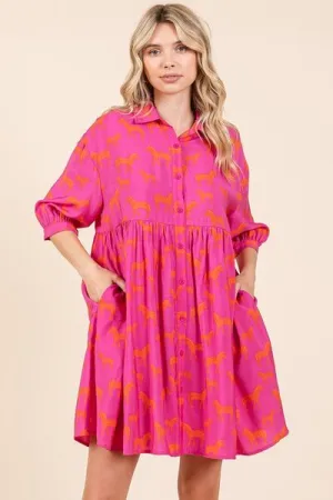 Hazel Blues® |  Mittoshop Zebra Print Button Down Shirt Mini Dress