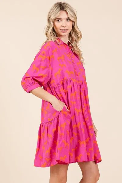 Hazel Blues® |  Mittoshop Zebra Print Button Down Shirt Mini Dress