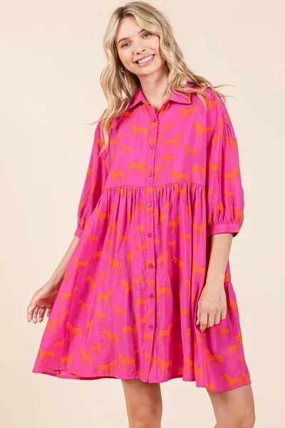 Hazel Blues® |  Mittoshop Zebra Print Button Down Shirt Mini Dress