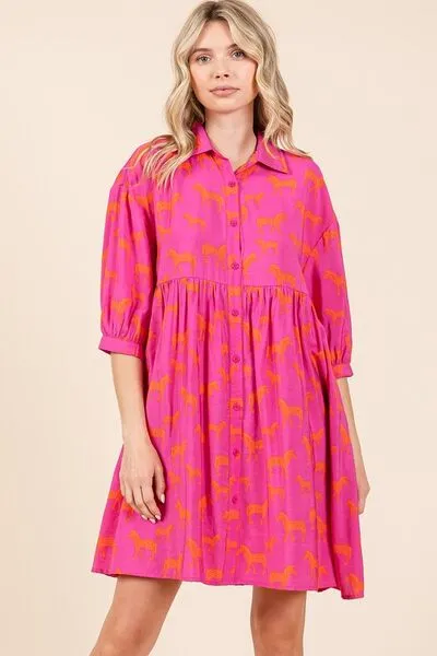 Hazel Blues® |  Mittoshop Zebra Print Button Down Shirt Mini Dress