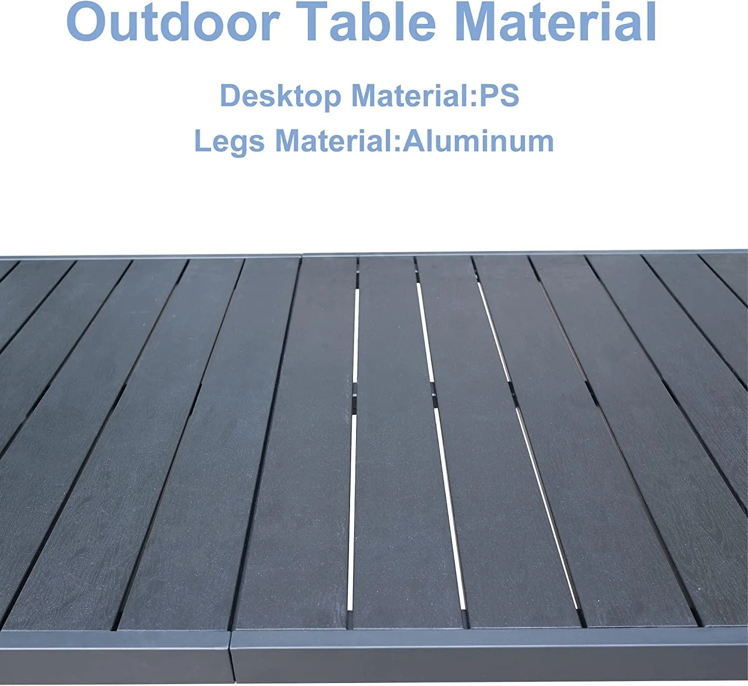 Heavy Duty Patio Outdoor Dining Table for 8 Person, 71" Aluminum Frame Rectangle Table, Black