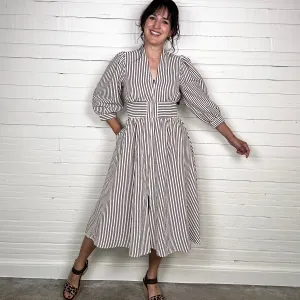 Heidi Midi Dress | Brown   Cream