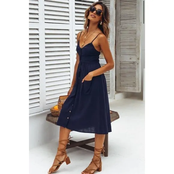 Hello Molly Used to Know You Navy Blue Lightweight Dress