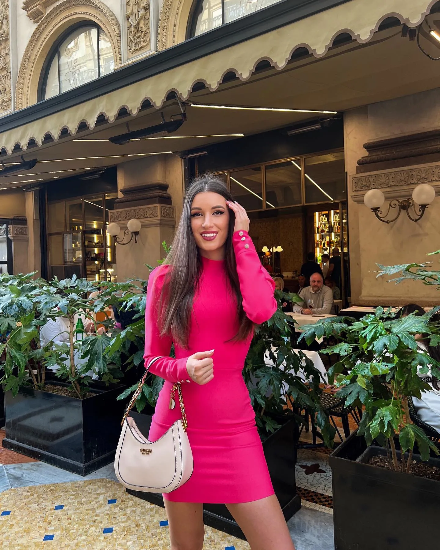 High Neck Long Sleeve Plain Mini Bandage Dress