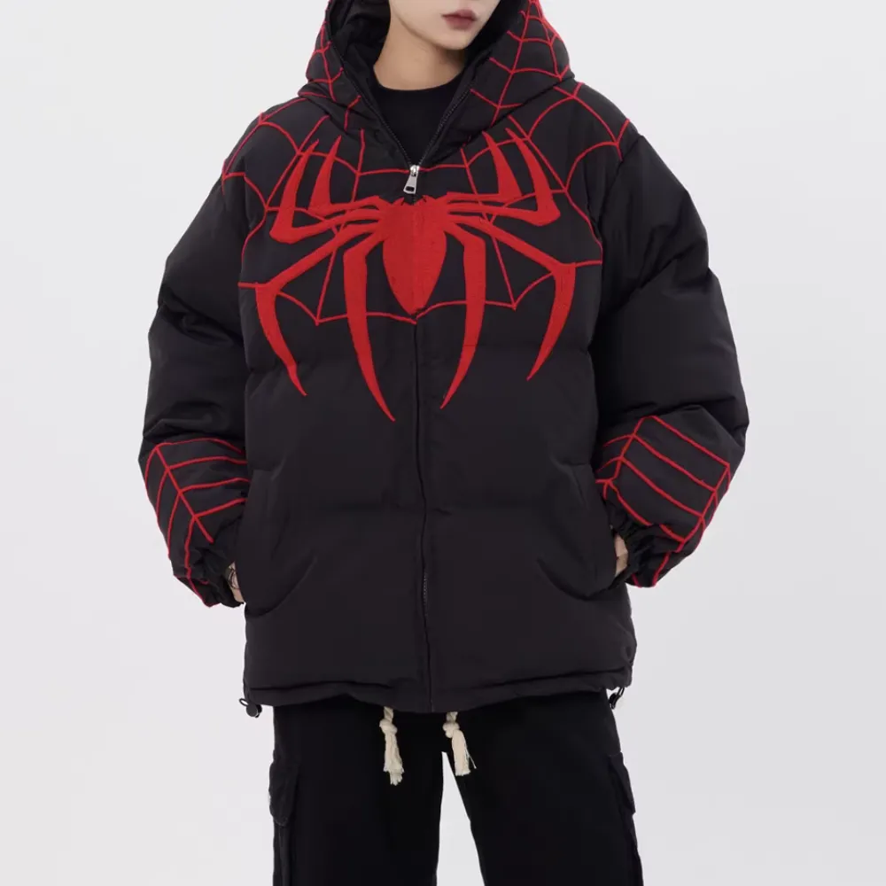 High Street Flocked Embroidered Spider Coat