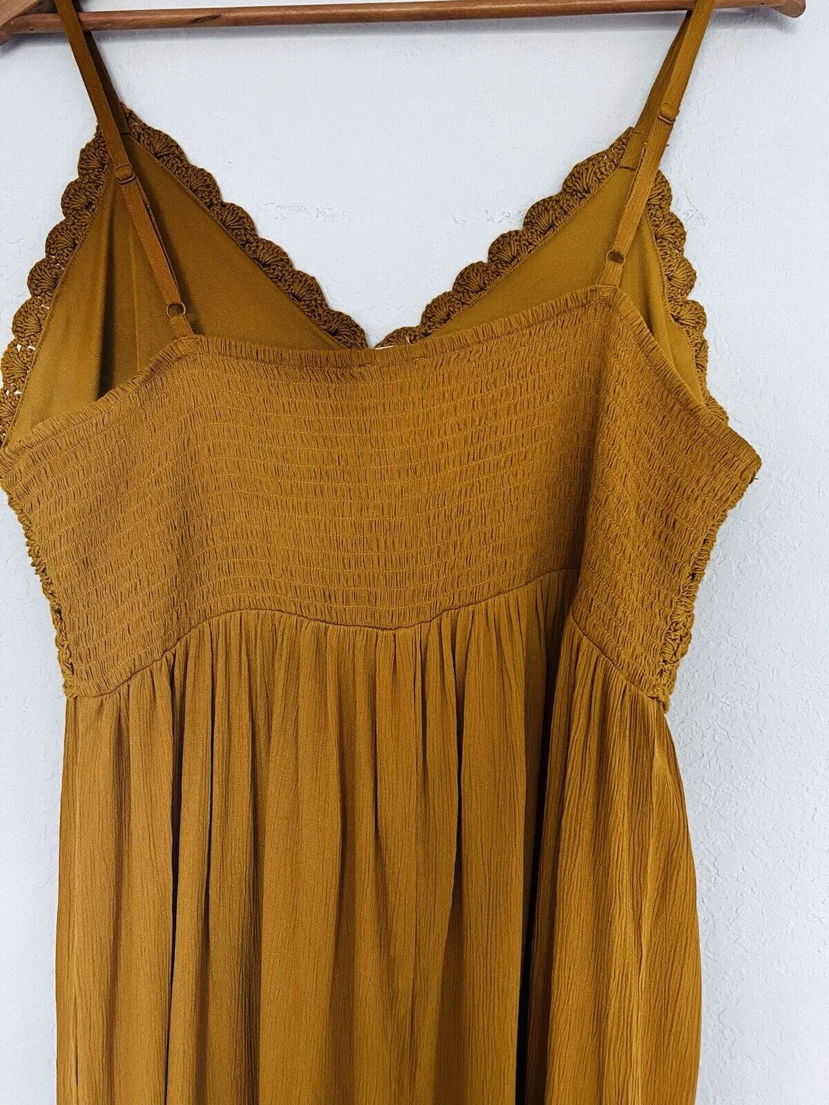 HINT OF BLUSH Crochet Boho Midi Dress Sz XL Rust Color Sleeveless 100% Rayon