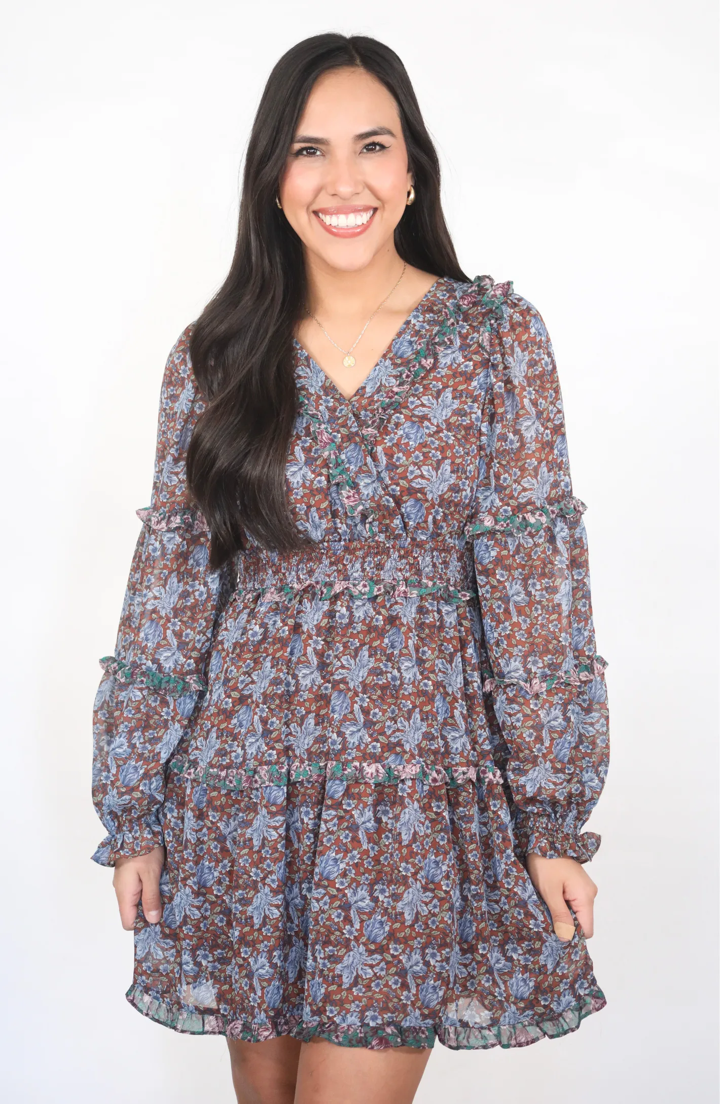Hit The Town Floral Ruffle Mini Dress