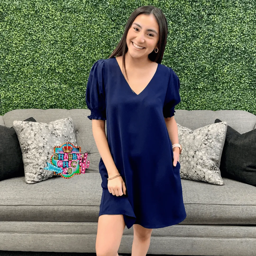Holding on for Luck Dress - Navy