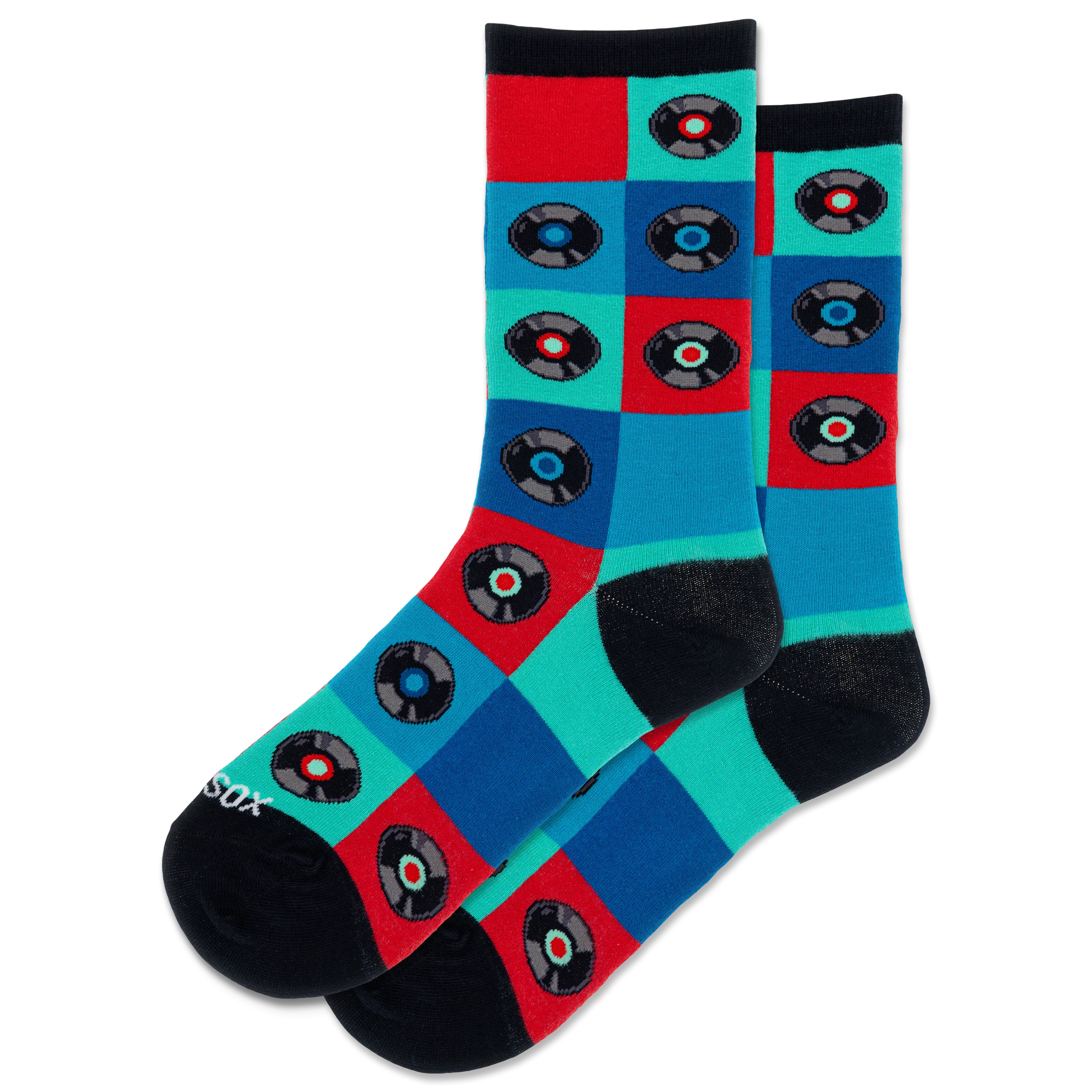 HOTSOX Women's Record Grid Crew Socks