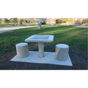 In-Ground Chess Table with Two Stools (T6970)