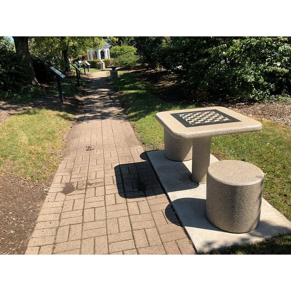 In-Ground Chess Table with Two Stools (T6970)