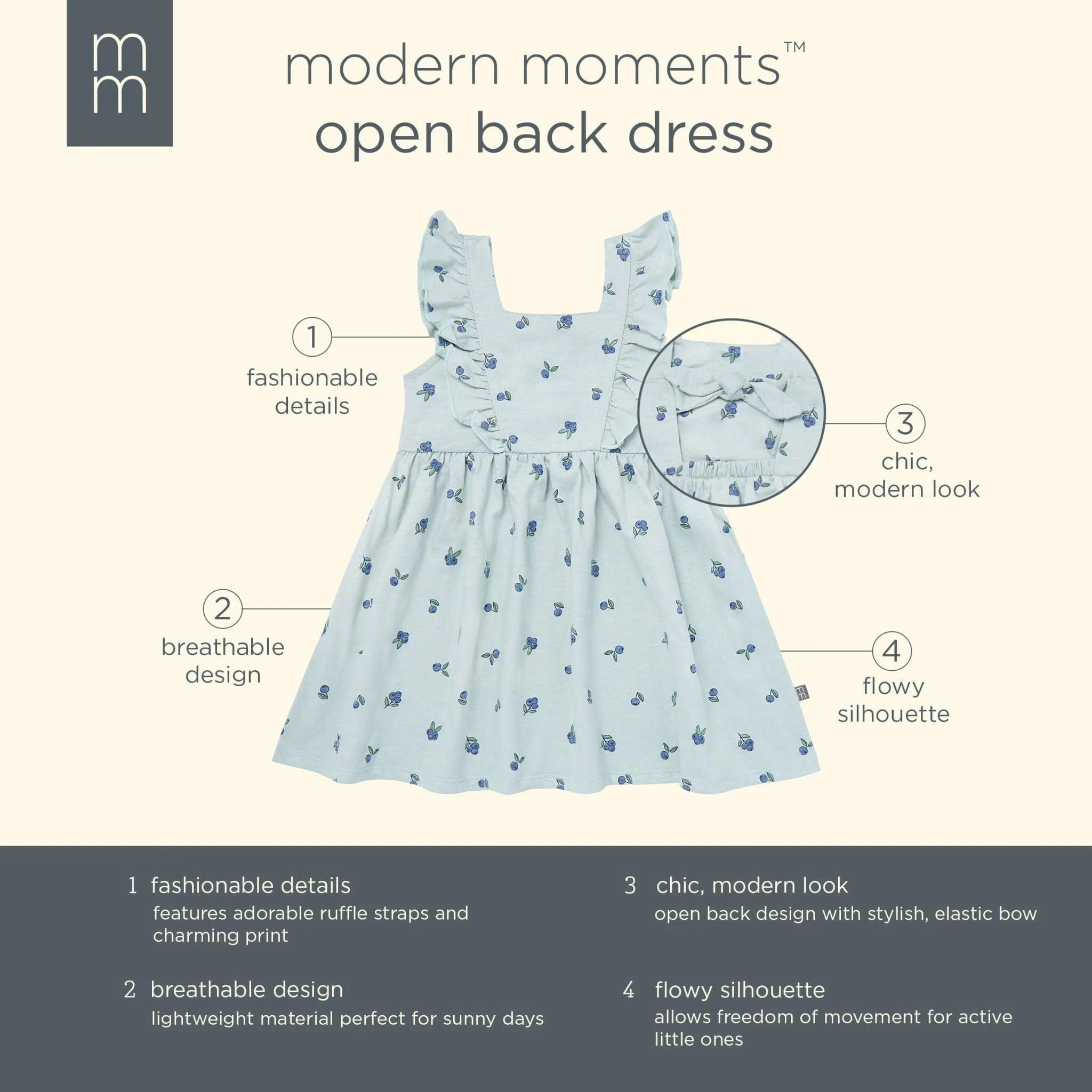 Infant & Toddler Girls Blueberries Bow Back Dress