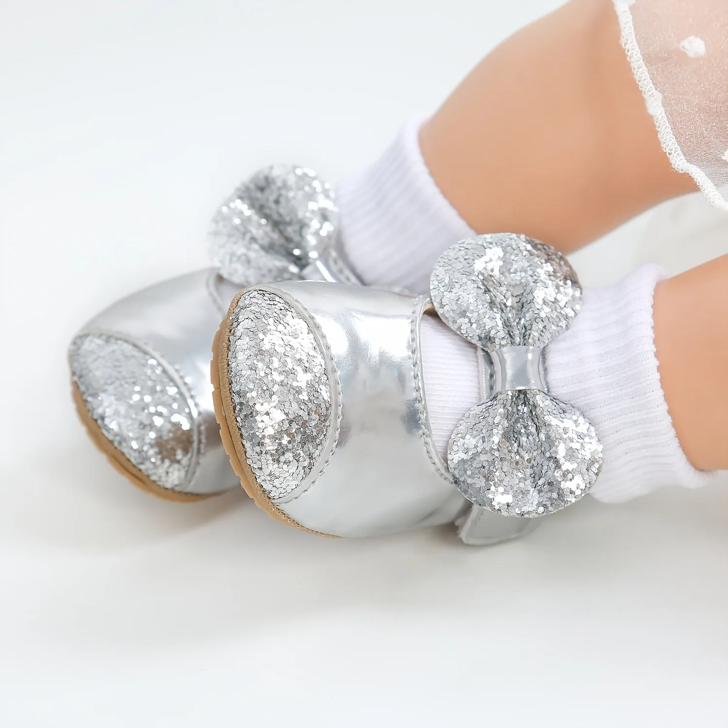 Infant Baby Girls Bowknot Sequin Flats