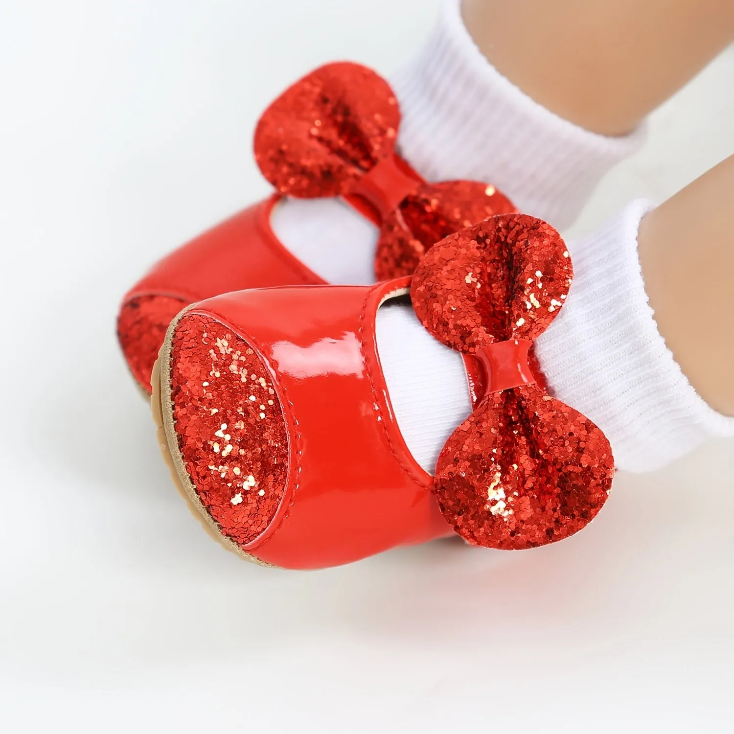 Infant Baby Girls Bowknot Sequin Flats