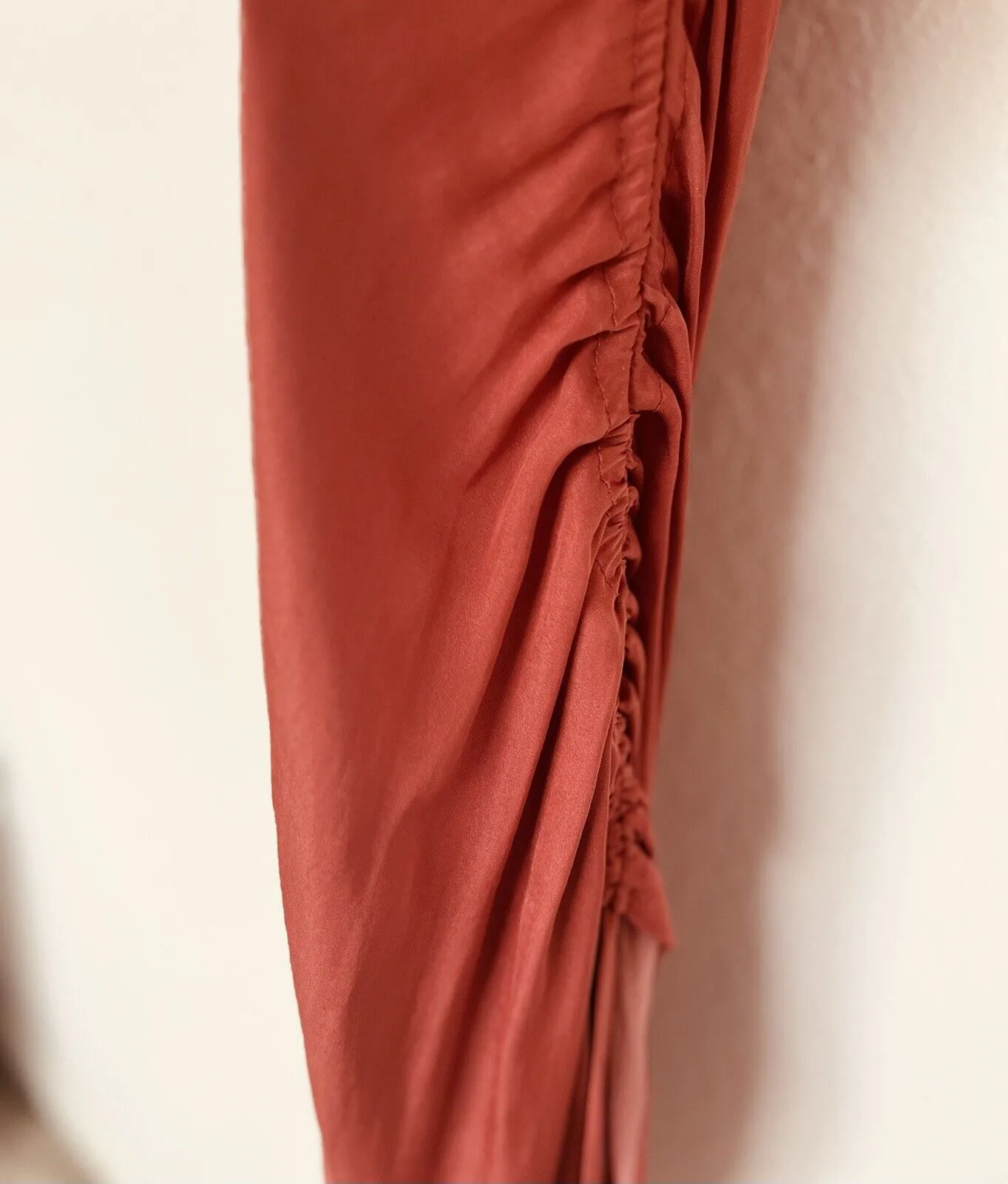 Intimately Free People Slip Dress Sz L Rust Orange Ruche Sides