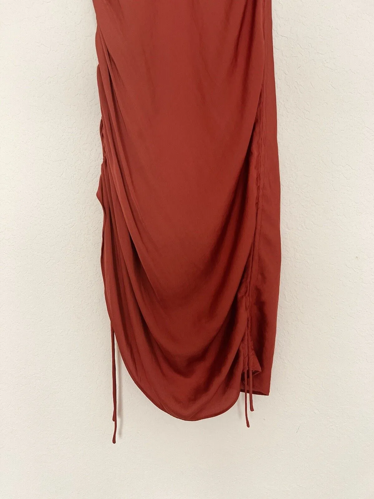Intimately Free People Slip Dress Sz L Rust Orange Ruche Sides