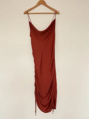Intimately Free People Slip Dress Sz L Rust Orange Ruche Sides