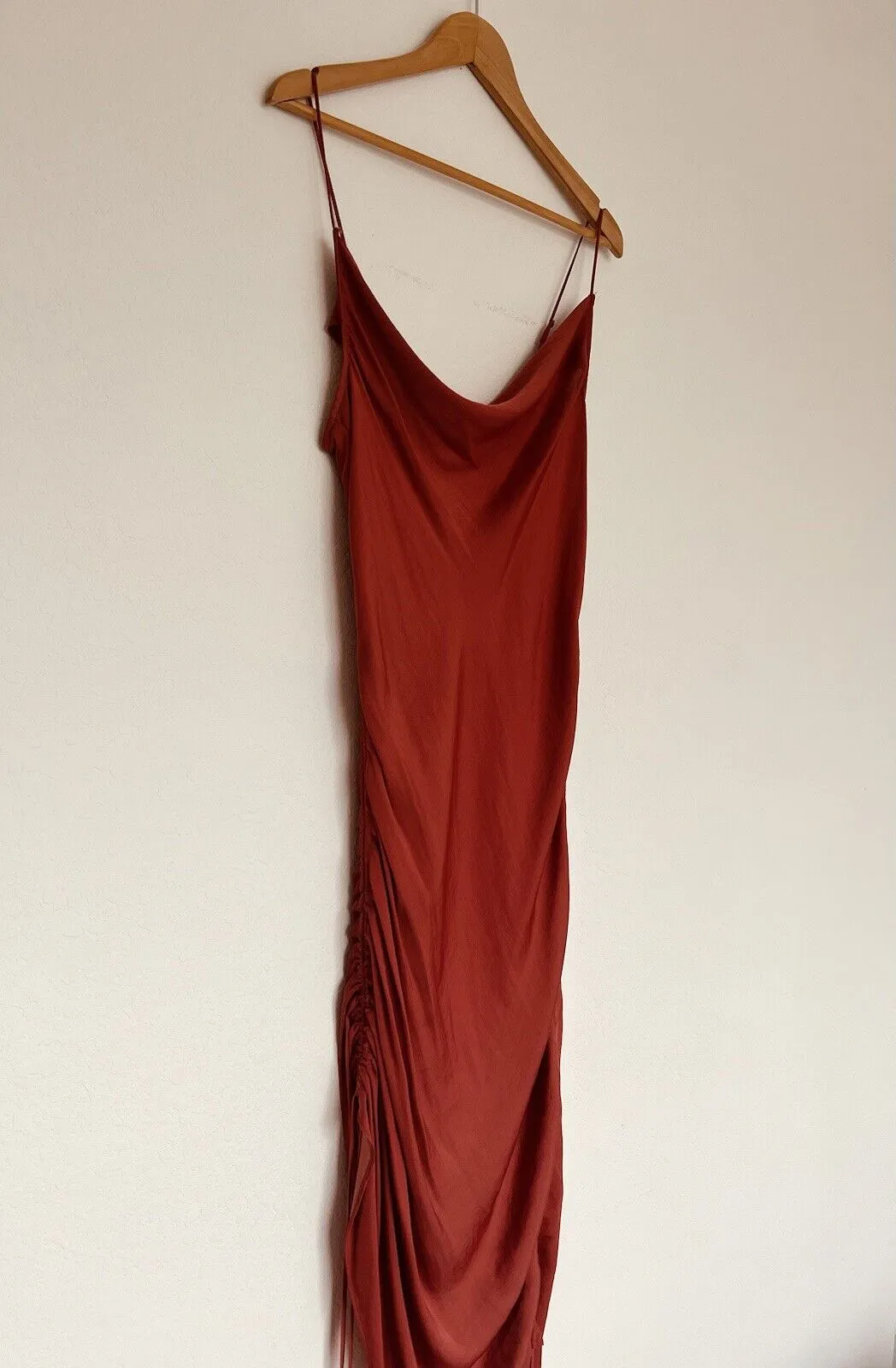 Intimately Free People Slip Dress Sz L Rust Orange Ruche Sides