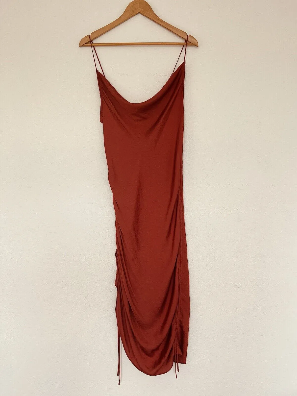 Intimately Free People Slip Dress Sz L Rust Orange Ruche Sides