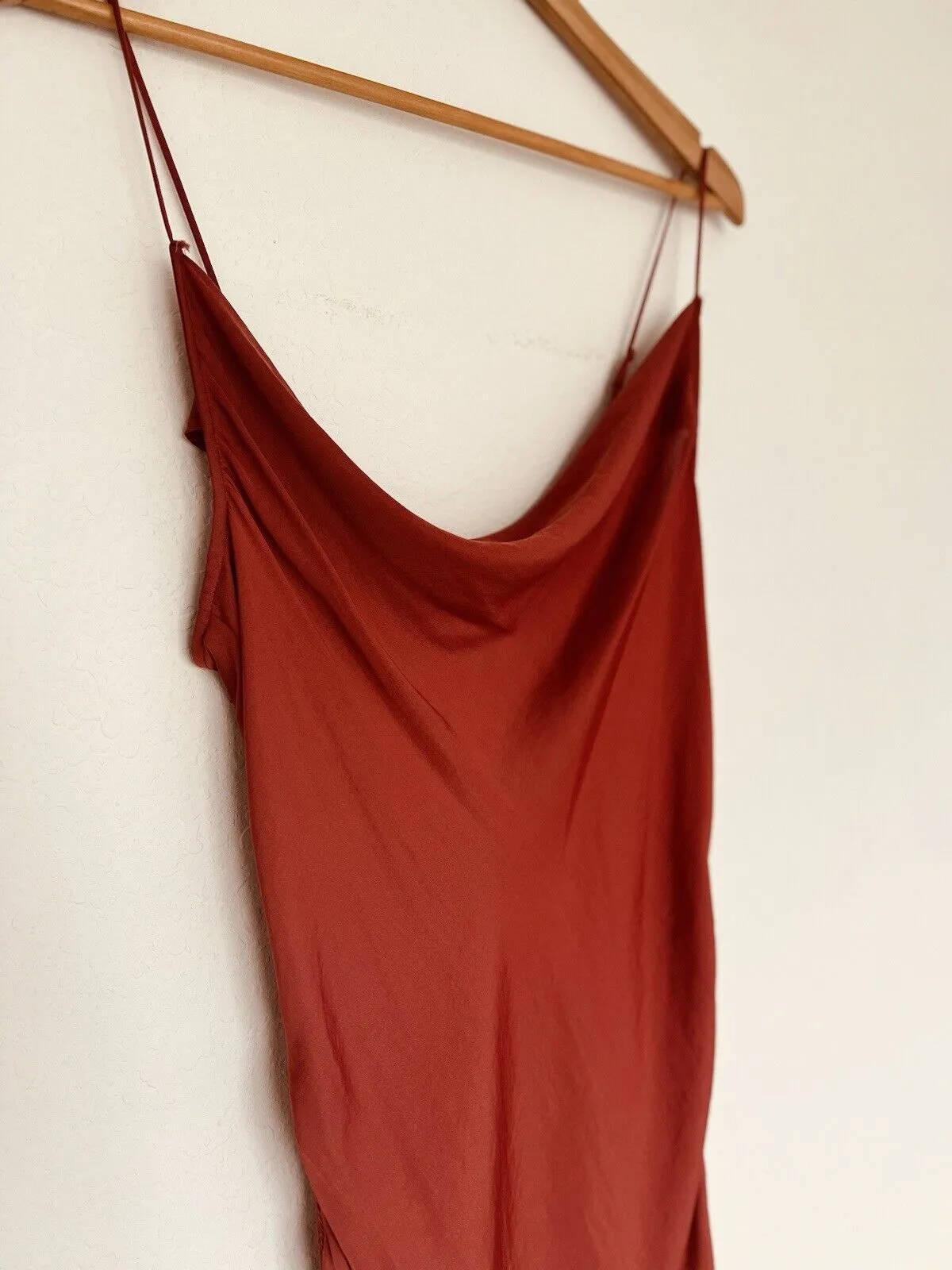Intimately Free People Slip Dress Sz L Rust Orange Ruche Sides