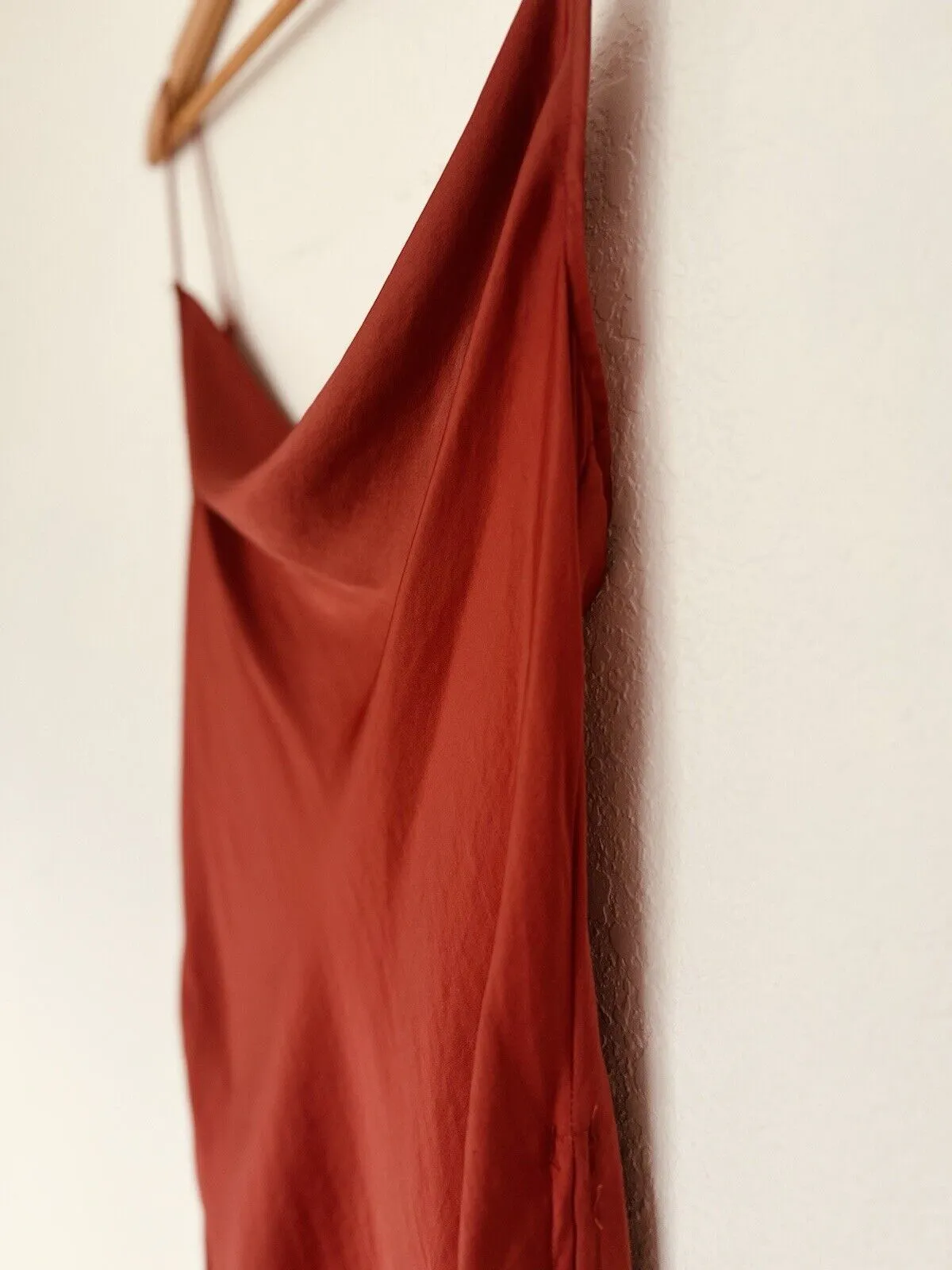 Intimately Free People Slip Dress Sz L Rust Orange Ruche Sides
