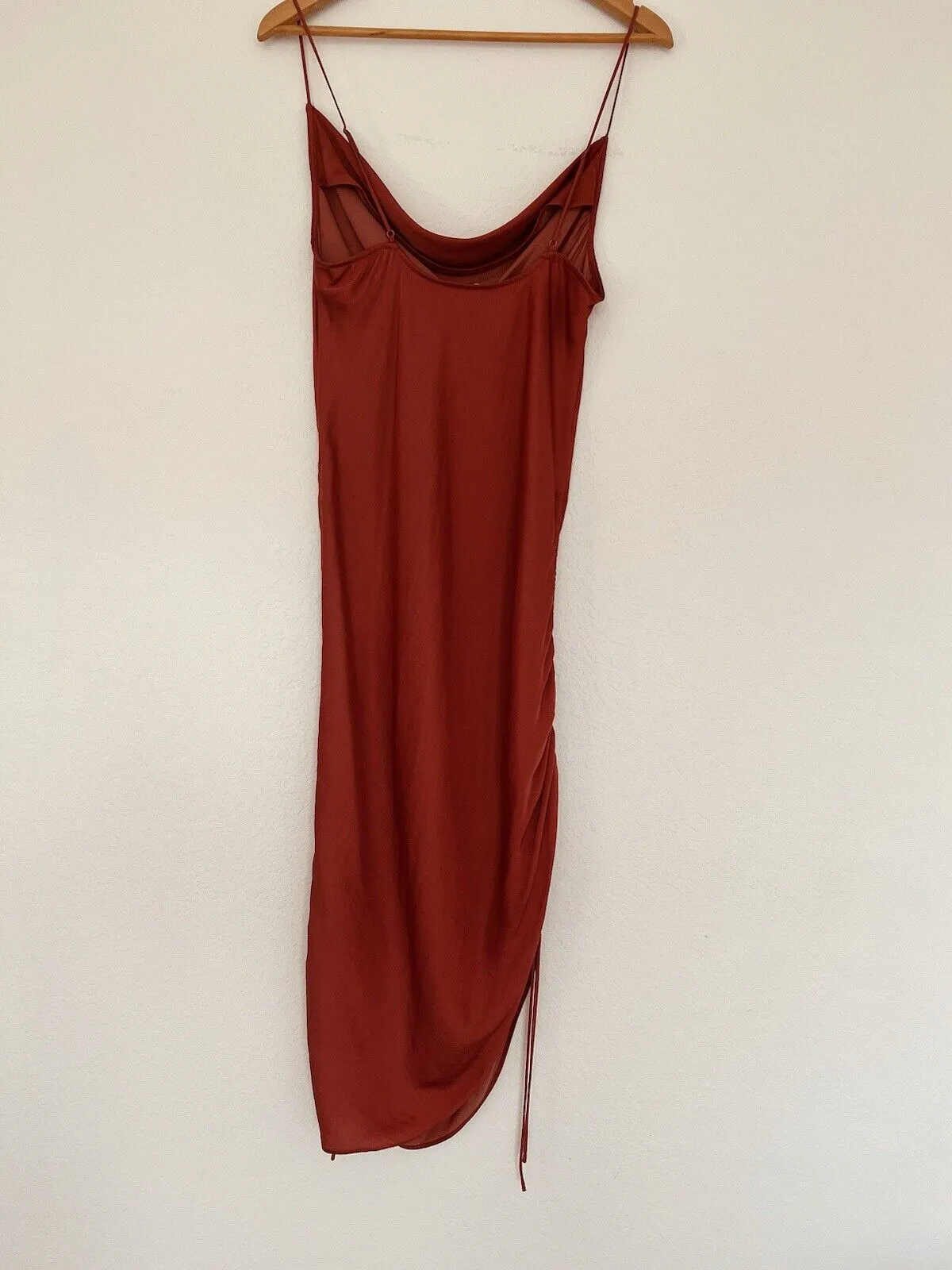Intimately Free People Slip Dress Sz L Rust Orange Ruche Sides