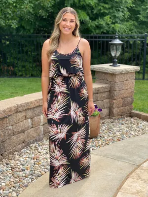 Island Vibes Palm Print Maxi Dress